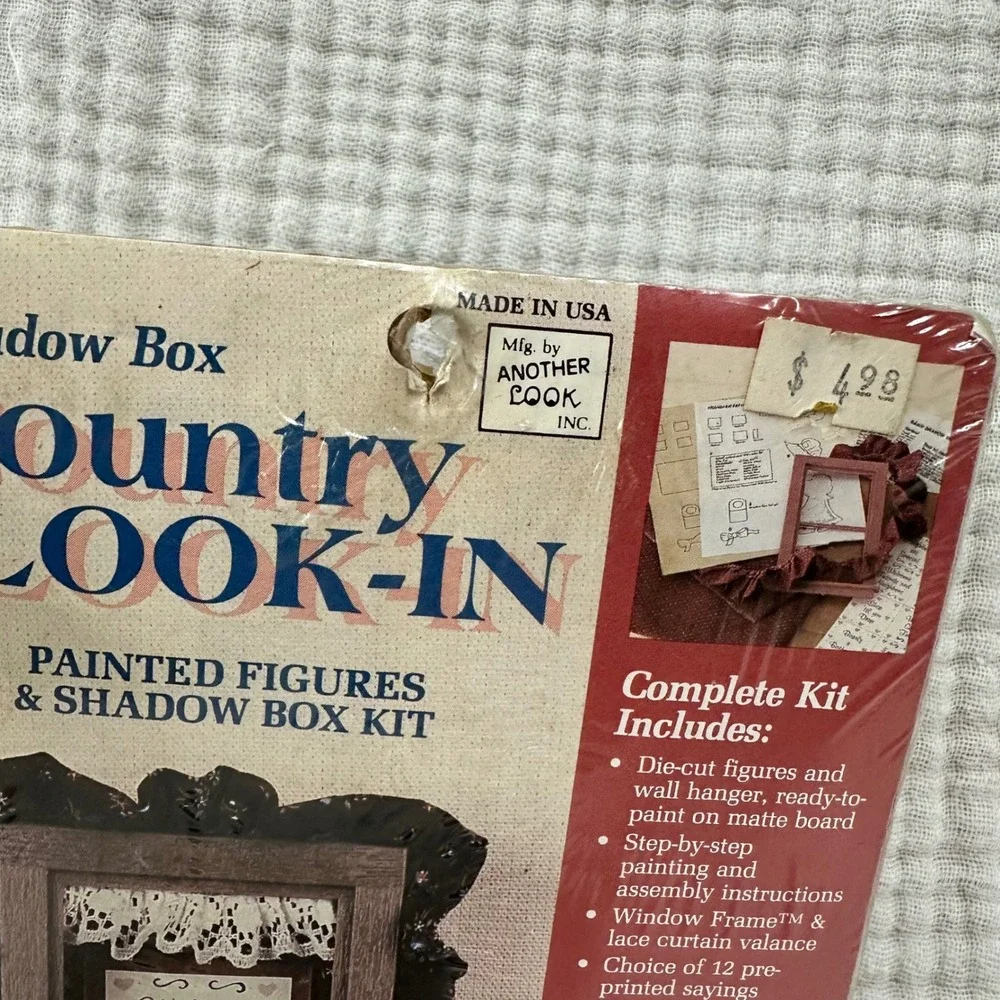 VTG Shadow Box Kit Craft Country Geese Figures Window Frame cottage core NEW